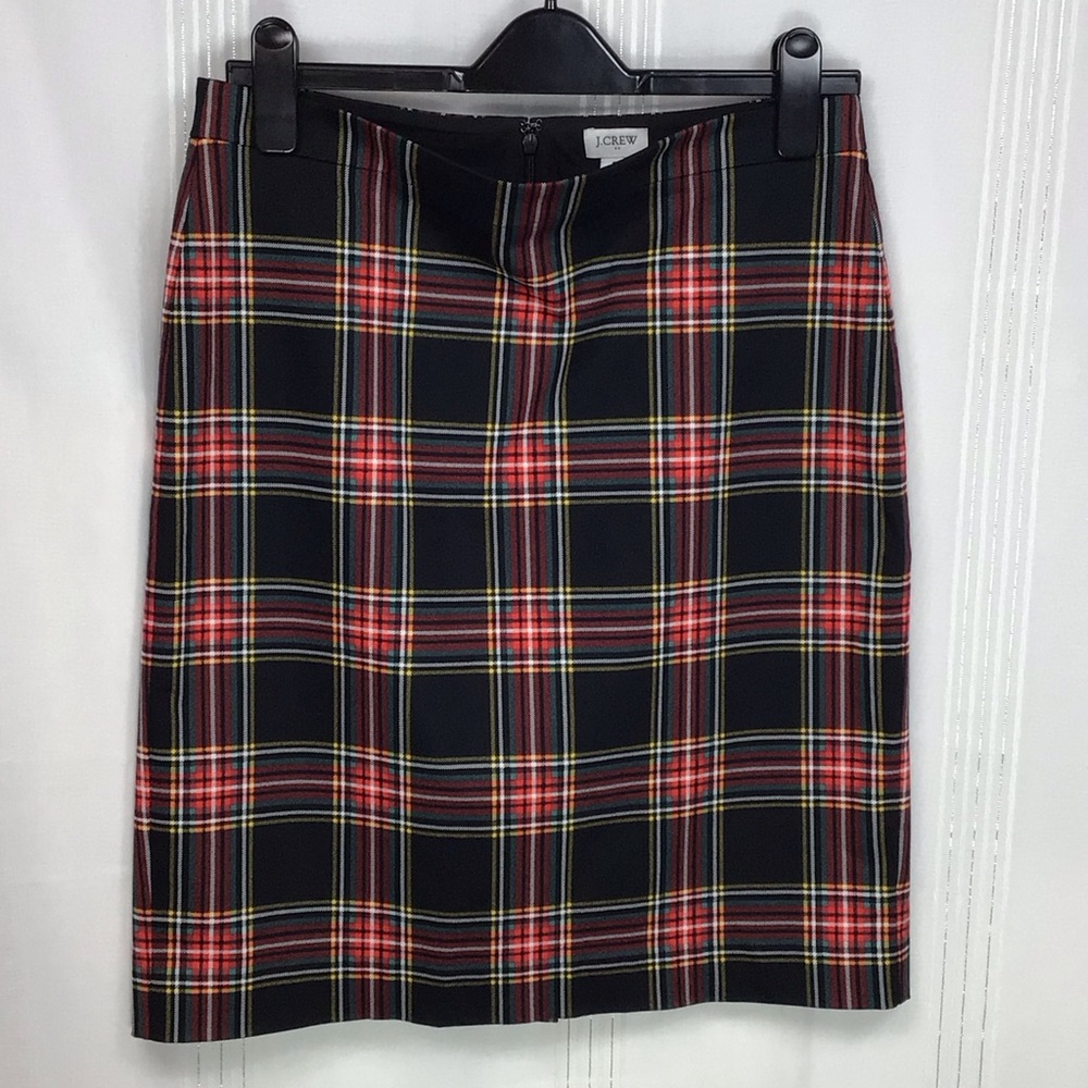 J. Crew Plaid Tailored Back Zip and Kick Lined Pencil Skirt Sz.8